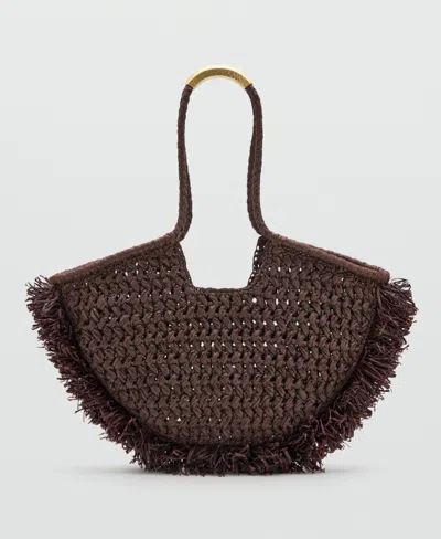 Mango Women's Natural-fiber Shoulder Bag In Chocolate