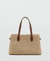 Mango Raffia Tote In Brown