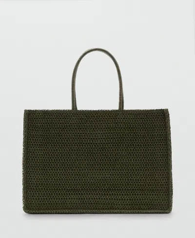Mango Women's Natural-fiber Tote Bag In Green