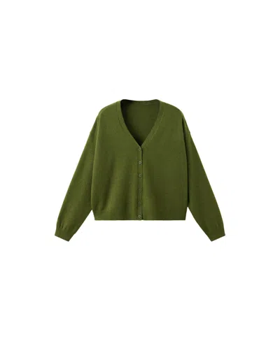 Mango Women's Nekkon V-neck Long-sleeve Cardigan In Olive Green
