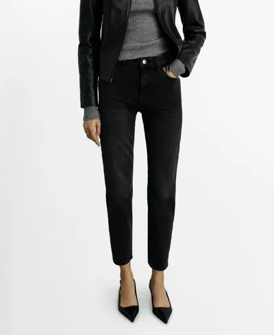 Mango Women's New Mom Comfort High-rise Jeans In Black Denim