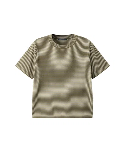 Mango Women's New Now Short-sleeve Striped Crewneck Sweater In Khaki