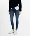 Mango Crop Skinny Jeans In Dark Blue