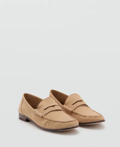 Mango Women's Nubuck Leather Mask Moccasins In Sand