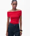 Mango Sesete Off The Shoulder Knit Top In Red