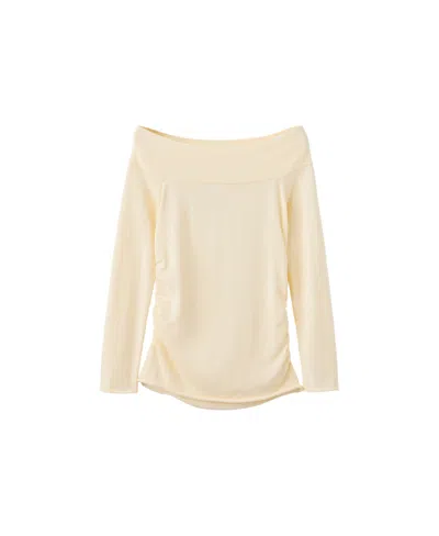 Mango Women's Off-the-shoulder Long-sleeve Sweater In Ecru
