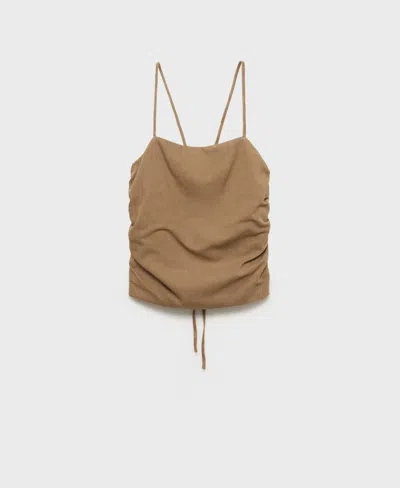 Mango Women's Open-back Cotton Top In Green