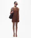 Mango Open Back Crochet Dress Chocolate
