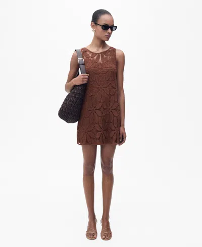 MANGO WOMEN'S OPEN BACK CROCHET DRESS