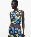 Mango Open Back Floral Top In Black