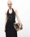 Mango Open Back Halter Bodysuit In Black