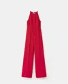 Mango Open Back Halter Neck Jumpsuit In Pink