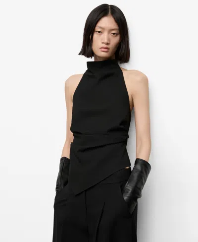 Mango Halter Top With Open Back Black