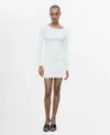 Mango Long Sleeve Open Back Knit Minidress In White