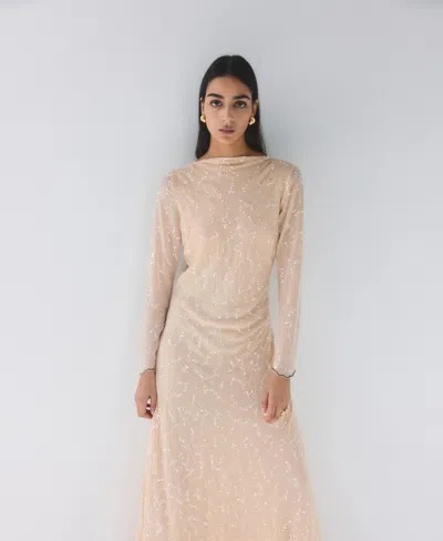 Mango Women's Open Back Sequin Dress In Neutral