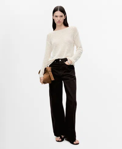 Mango Women's Open-knit Boat Neck Sweater In Ecru