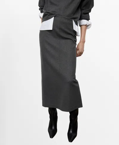 Mango Opening Pencil Skirt Dark Heather Grey In Gray