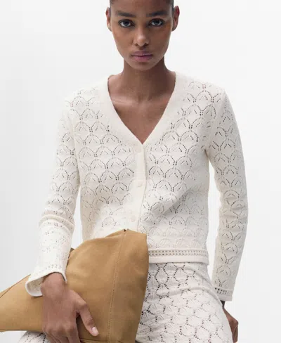 MANGO WOMEN'S OPENWORK DETAIL KNIT CARDIGAN