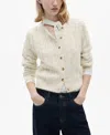 Mango Openwork Braided Cardigan In Ecru