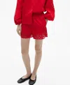 Mango Women's Openwork Details Cotton Shorts In Red
