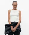 Mango Women's Openwork Details Embroidered Top In White