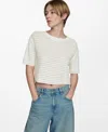 Mango Crochet Short Sleeve Knitted Top In White