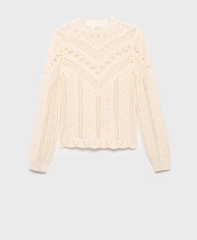 Mango Women's Openwork Details Knitted Sweater In Neutral