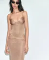 Mango Open Stitch Metallic Bodysuit In Gold
