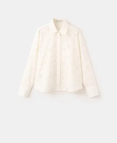 Mango Women's Openwork Embroidery Cotton Shirt In Sand
