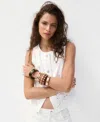 Mango Denim Vest With Openwork Embroidery In White
