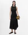 Mango Eyelet Gathered Cinched Waist A Line Dress With Cut Out Back Detail