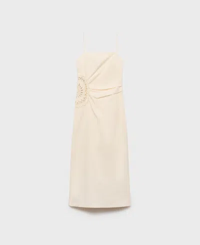 Mango Women's Openwork Flower Midi Dress In Ecru