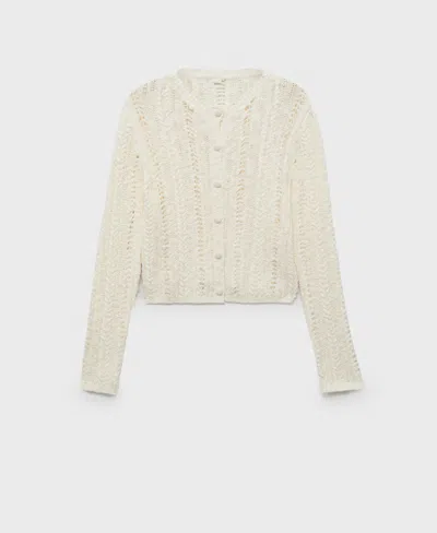 Mango Women's Openwork Knit Cardigan In Sand