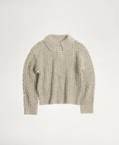 Mango Women's Openwork Knit Polo Neck Sweater In Sand