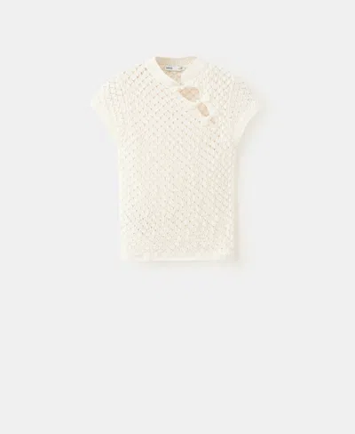 Mango Women's Openwork Knit Top In Sand