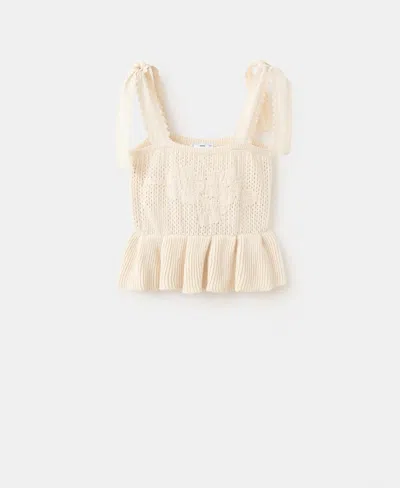 Mango Women's Openwork Knitted Bow Detail Top In Pink