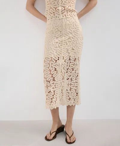 Mango Women's Openwork Knitted Skirt In Neutral