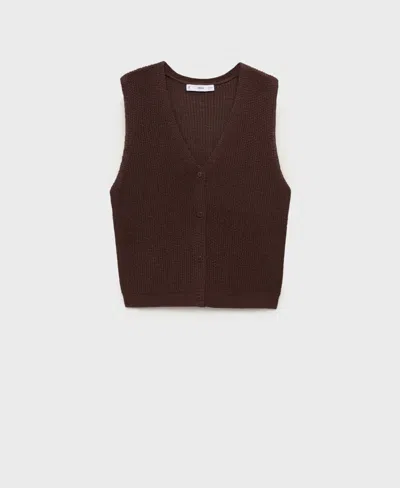 Mango Women's Openwork Knitted Sweater Vest In Brown