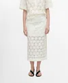Mango Daisy Appliqué Midi Skirt In White