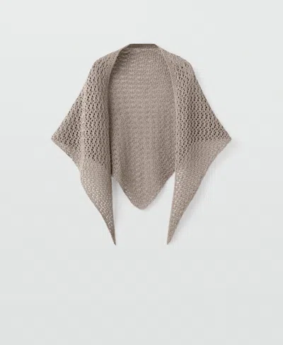 Mango Women's Open-worked Knit Shawl In Brown