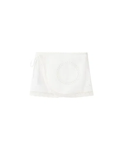 Mango Women's Openwork-embroidery Mini Low-waist Cotton Skirt In White