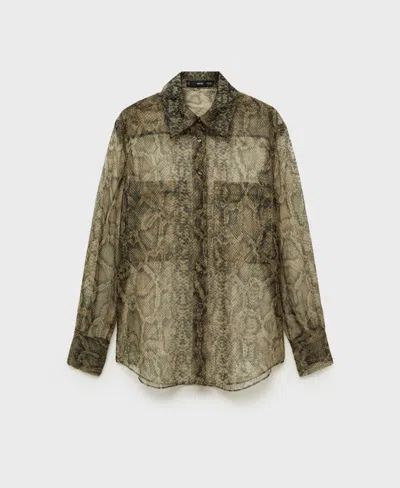 Mango Women's Organza Snake Shirt In Ecru