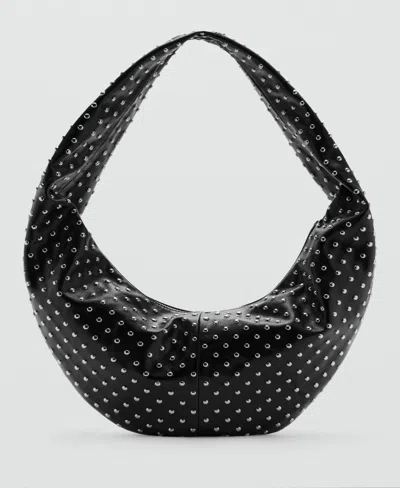 Mango Women's Oval Studded Shoulder Bag In Black