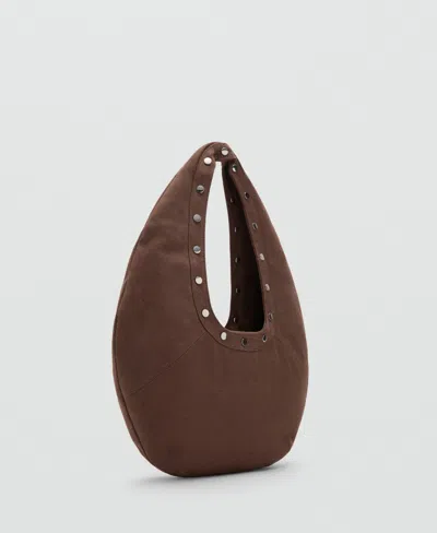 Mango Women's Oval Studded Shoulder Bag In Brown