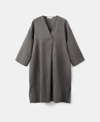 Mango Women's Overdyed Effect Ramie Kaftan In Gray