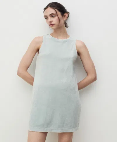Mango Women's Overdyed Terry Cotton Nightgown In Blue