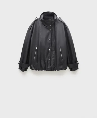 Mango Women's Oversize Button Down Parka In Black