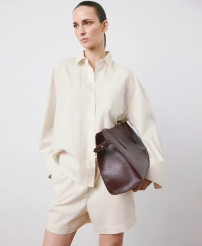 Mango Women's Oversize Cotton Shirt In White
