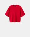 Mango Oversize Short Sleeve Sweater In Red