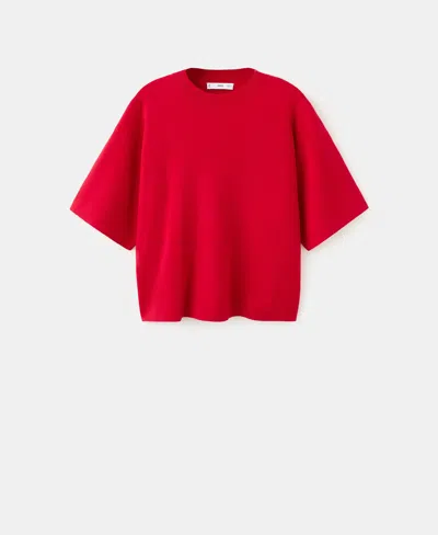 MANGO WOMEN'S OVERSIZE SHORT SLEEVE SWEATER